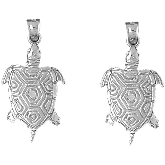 Sterling Silver 29mm Turtle Earrings