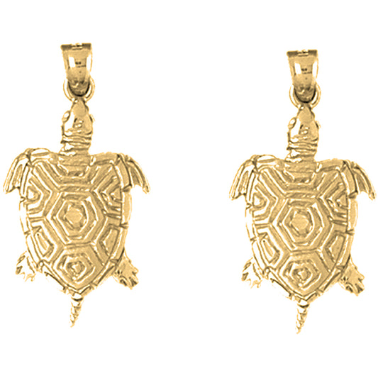 Yellow Gold-plated Silver 29mm Turtle Earrings
