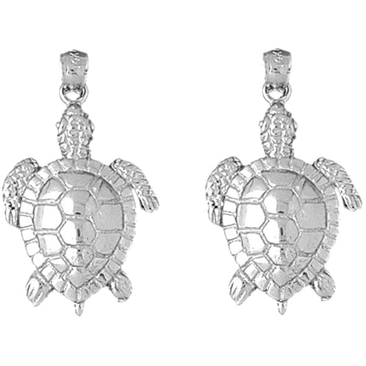 Sterling Silver 30mm Turtle Earrings