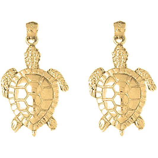 Yellow Gold-plated Silver 30mm Turtle Earrings