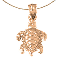 3D-Schildkrötenanhänger aus 10 Karat, 14 Karat oder 18 Karat Gold