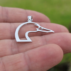 Sterling Silver Duck Head Pendant (Rhodium or Yellow Gold-plated)