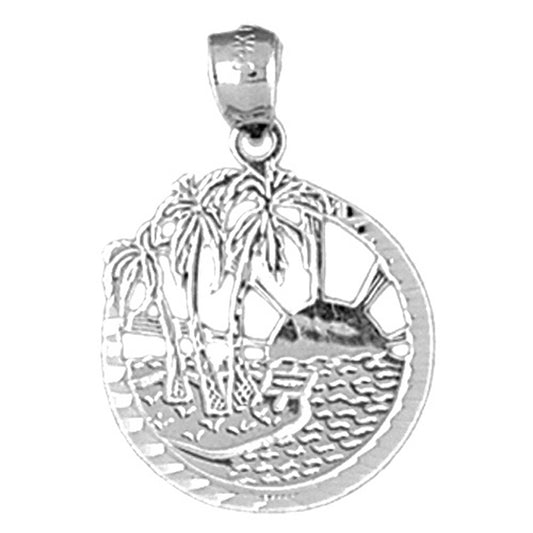 14K or 18K Gold Beach Scene Pendant