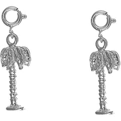 Sterling Silver 24mm Palm Tree Earrings