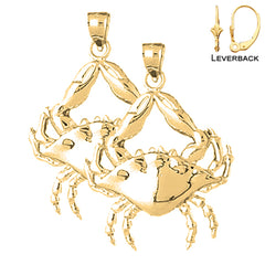 Sterling Silver 35mm Crab Earrings (White or Yellow Gold Plated)