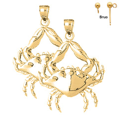 Sterling Silver 35mm Crab Earrings (White or Yellow Gold Plated)