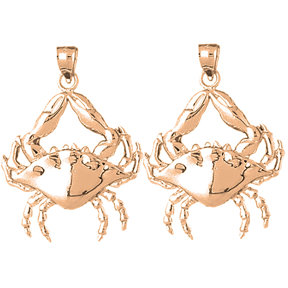 14K or 18K Gold 35mm Crab Earrings