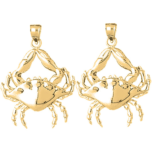 Yellow Gold-plated Silver 35mm Crab Earrings