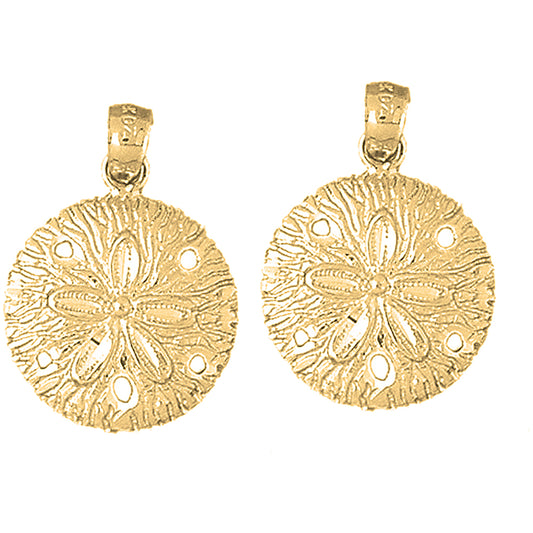 Yellow Gold-plated Silver 27mm Sand Dollar Earrings