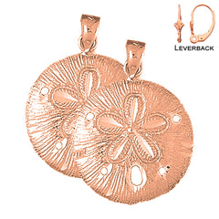 14K oder 18K Gold 30mm Sanddollar Ohrringe