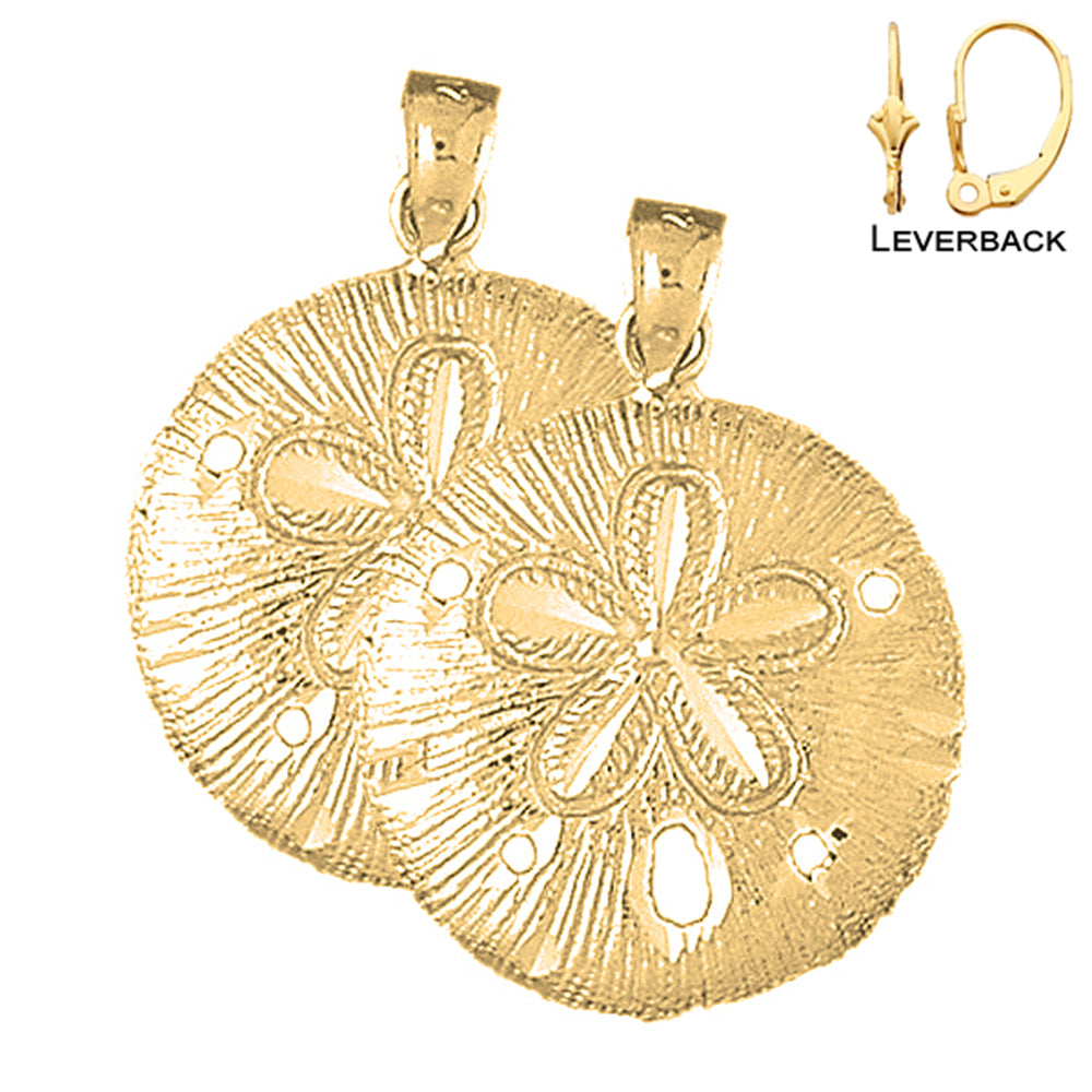 14K oder 18K Gold 30mm Sanddollar Ohrringe