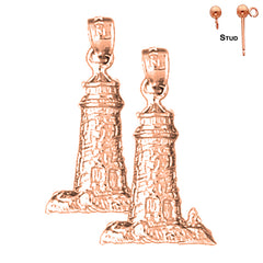 14K or 18K Gold Lighthouse Earrings