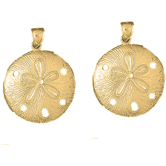 Yellow Gold-plated Silver 36mm Sand Dollar Earrings