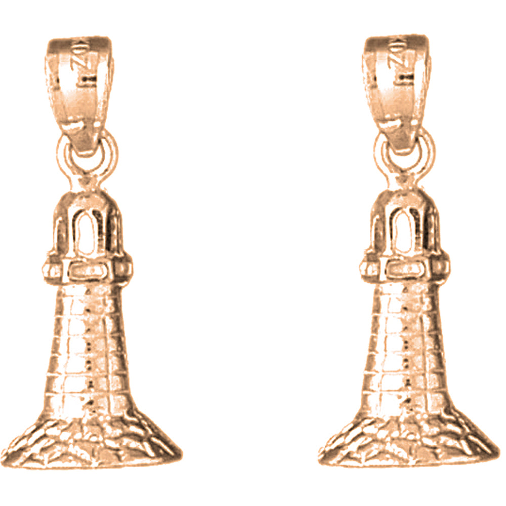 14K or 18K Gold 25mm Lighthouse Earrings