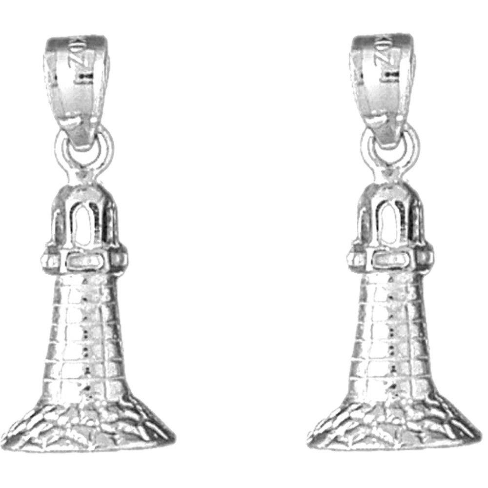 14K or 18K Gold 25mm Lighthouse Earrings