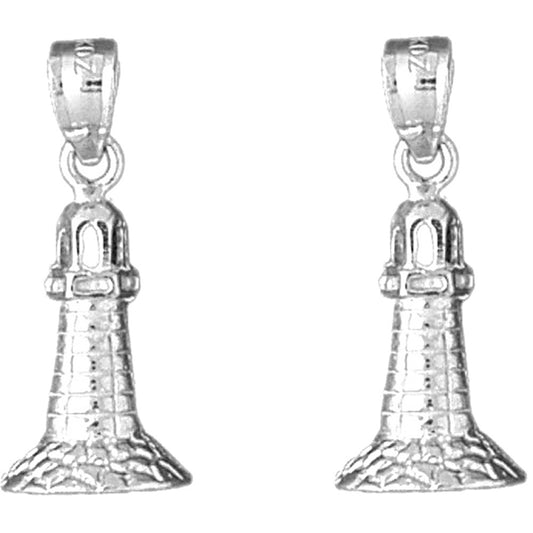 Sterling Silver 25mm Lighthouse Earrings