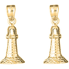 Yellow Gold-plated Silver 25mm Lighthouse Earrings