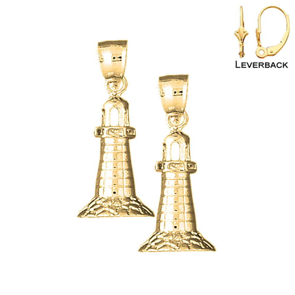 14K or 18K Gold Lighthouse Earrings