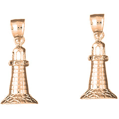 14K or 18K Gold 30mm Lighthouse Earrings