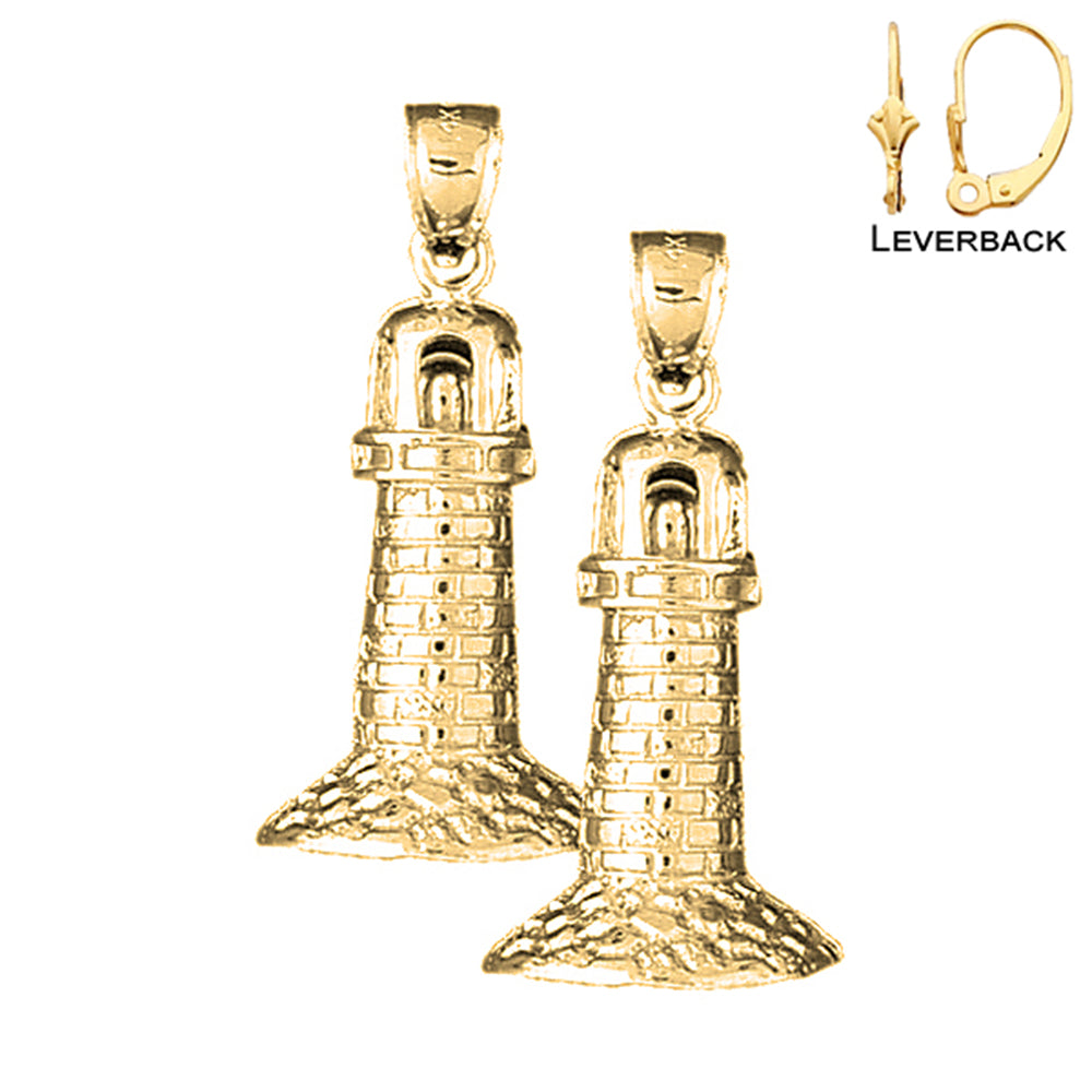 14K or 18K Gold Lighthouse Earrings