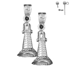 14K or 18K Gold 3D Lighthouse Earrings