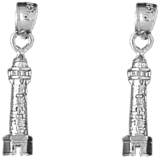 14K or 18K Gold 22mm 3D Lighthouse Earrings