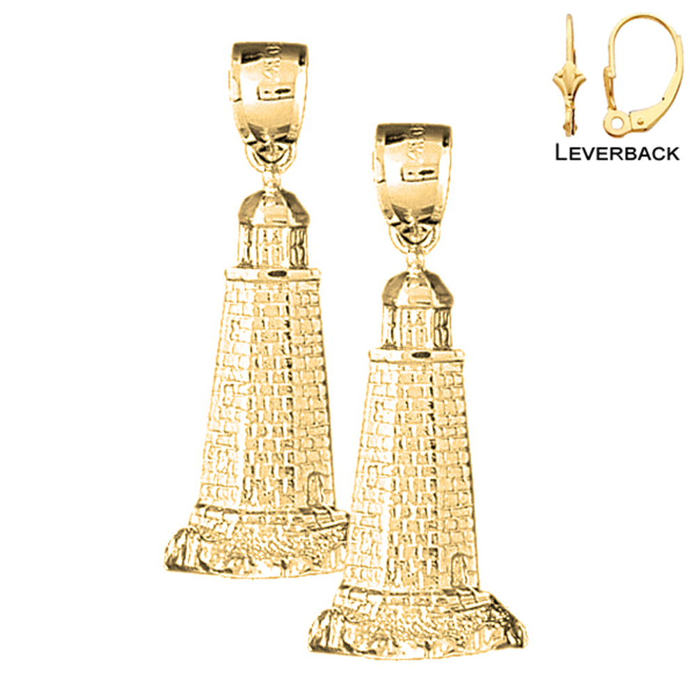 14K or 18K Gold Lighthouse Earrings