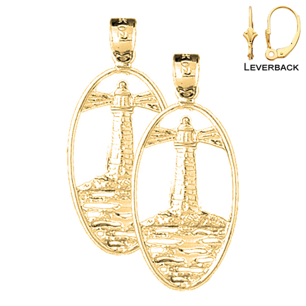 14K or 18K Gold Lighthouse Earrings