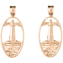 14K or 18K Gold 33mm Lighthouse Earrings