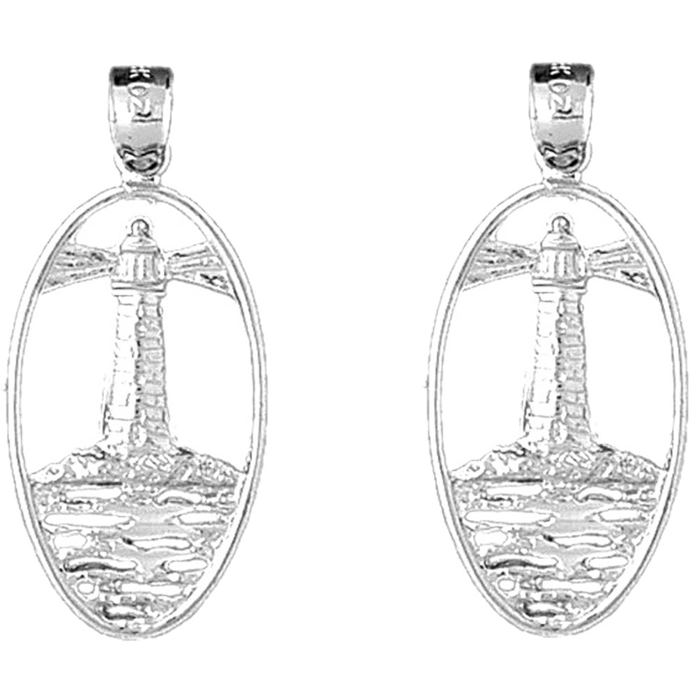 Sterling Silver 33mm Lighthouse Earrings