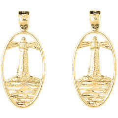 Yellow Gold-plated Silver 33mm Lighthouse Earrings