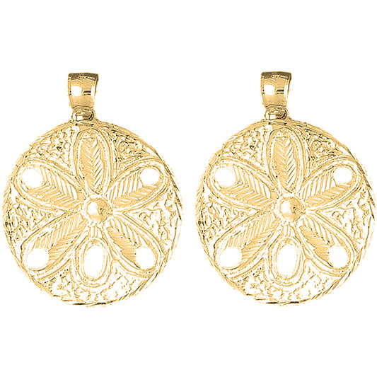 Yellow Gold-plated Silver 41mm Sand Dollar Earrings