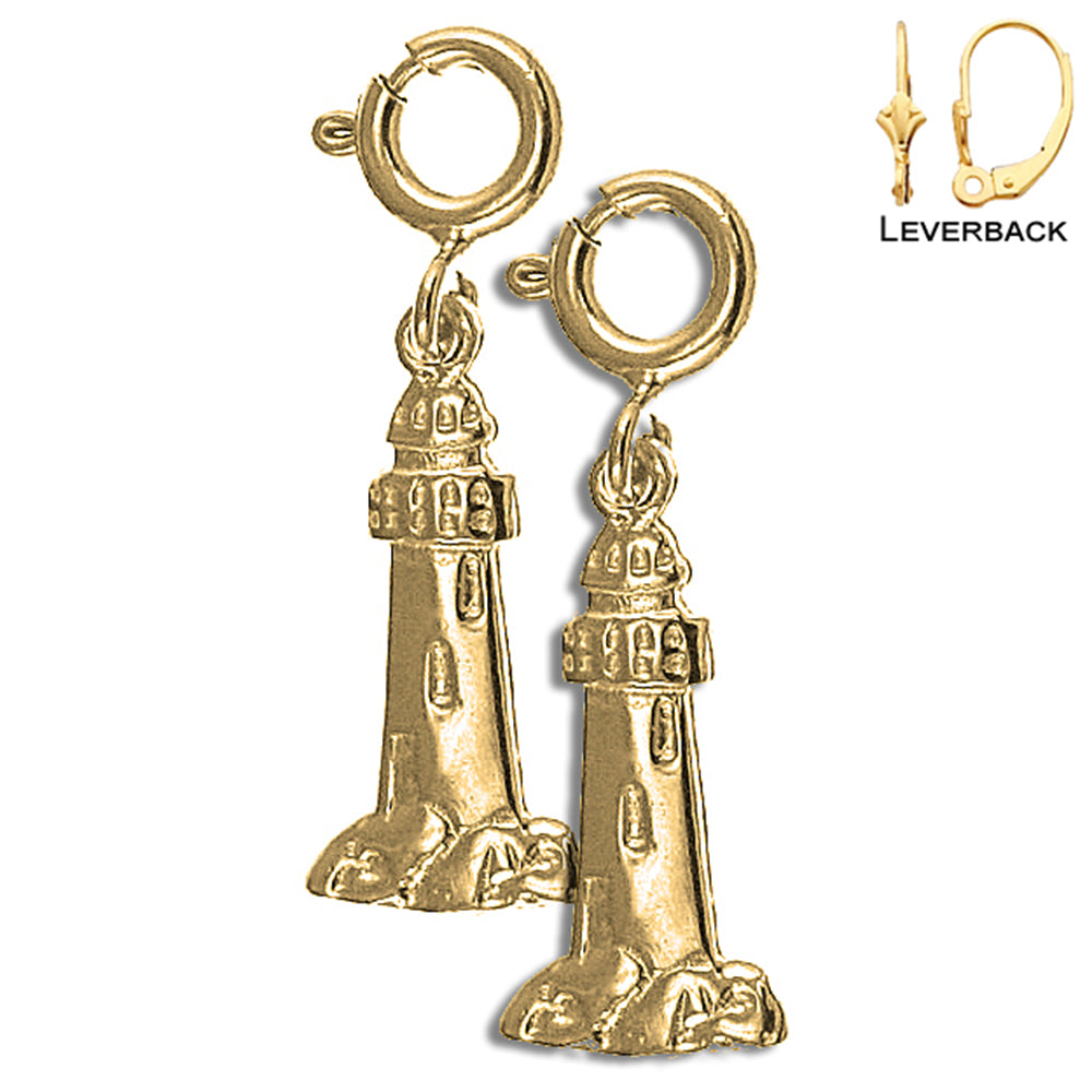 14K or 18K Gold Lighthouse Earrings