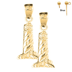 Pendientes Cape Hatteras 3D de oro de 14 quilates o 18 quilates de 24 mm