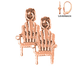 Pendientes de silla de playa 3D de oro de 14 quilates o 18 quilates de 15 mm