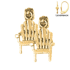 Sterling Silver 15mm 3D Beach Chair Earrings (White or Yellow Gold Plated)