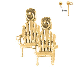 Pendientes de silla de playa 3D de oro de 14 quilates o 18 quilates de 15 mm