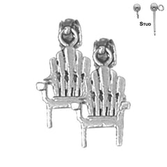 Pendientes de silla de playa 3D de plata de ley de 15 mm (chapados en oro blanco o amarillo)