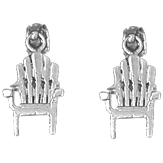 Sterling Silver 15mm 3D Beach Chair Earrings