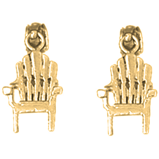 Yellow Gold-plated Silver 15mm 3D Beach Chair Earrings