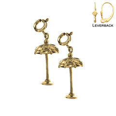 Sterling Silver 23mm 3D Umbrella Earrings (White or Yellow Gold Plated)