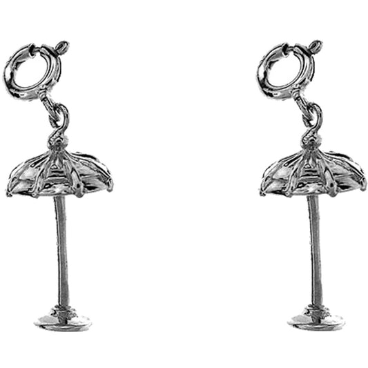 Sterling Silver 23mm 3D Umbrella Earrings