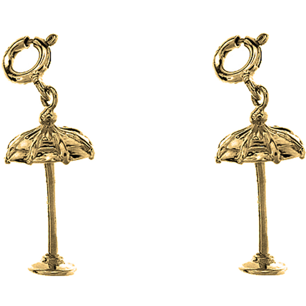 Yellow Gold-plated Silver 23mm 3D Umbrella Earrings