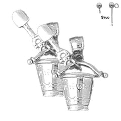 Sterling Silver 19mm California Pail And Shovel Earrings (White or Yellow Gold Plated)
