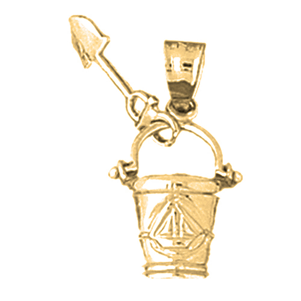 10K, 14K or 18K Gold Pail And Shovel Pendant