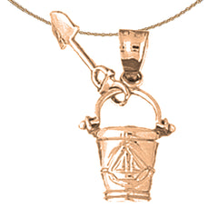 10K, 14K or 18K Gold Pail And Shovel Pendant