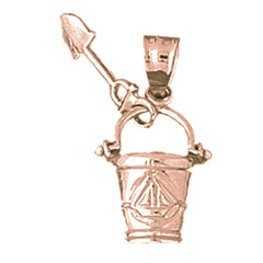 10K, 14K or 18K Gold Pail And Shovel Pendant