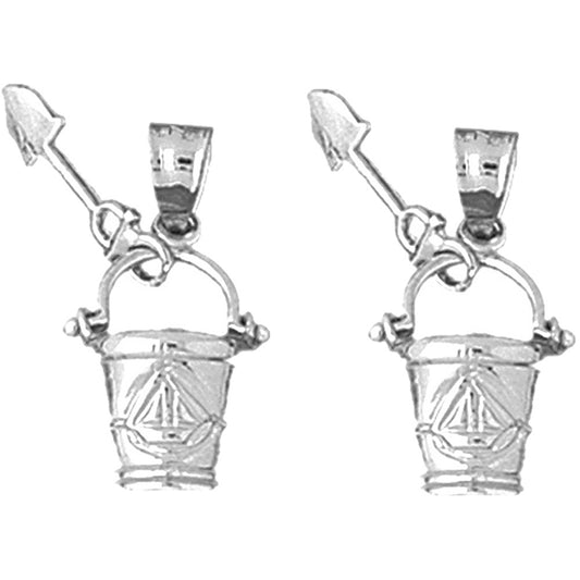 Sterling Silver 25mm Pail And Shovel Earrings
