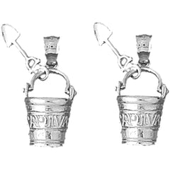 Sterling Silver 26mm California Pail And Shovel Earrings