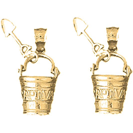 Yellow Gold-plated Silver 26mm California Pail And Shovel Earrings